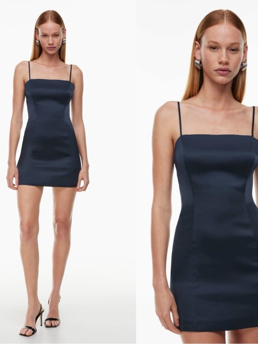 Aritzia Sunday Best Shimmer Satin Mini Dress โ Navy